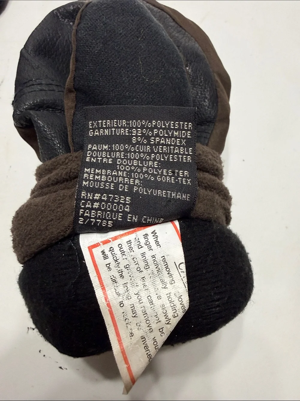 Kombi Black and Brown Fleece-Trim Gloves with Leather Palm